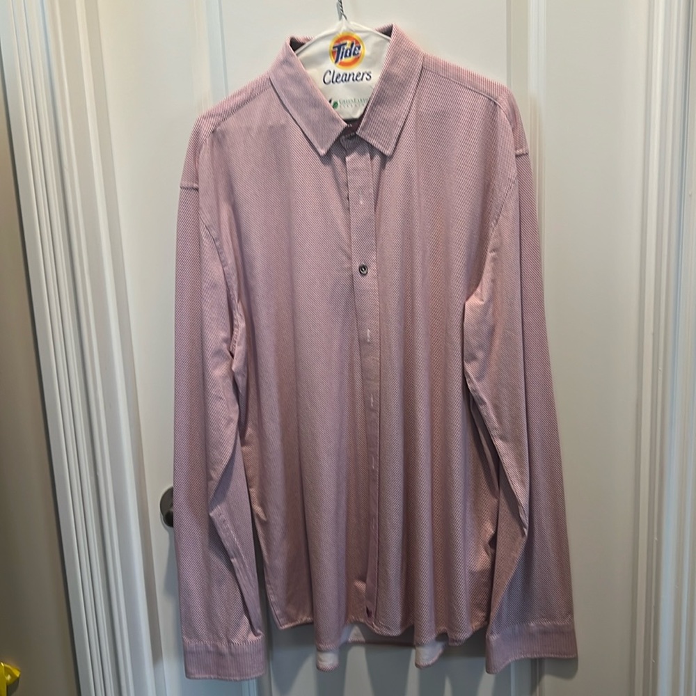 Long sleeved burgundy check dress shirt